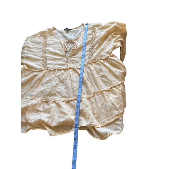 American Eagle Blouse Yellow Eyelet Long Sleeve Dainty Girly Soft Girl Large - Picture 12 of 12